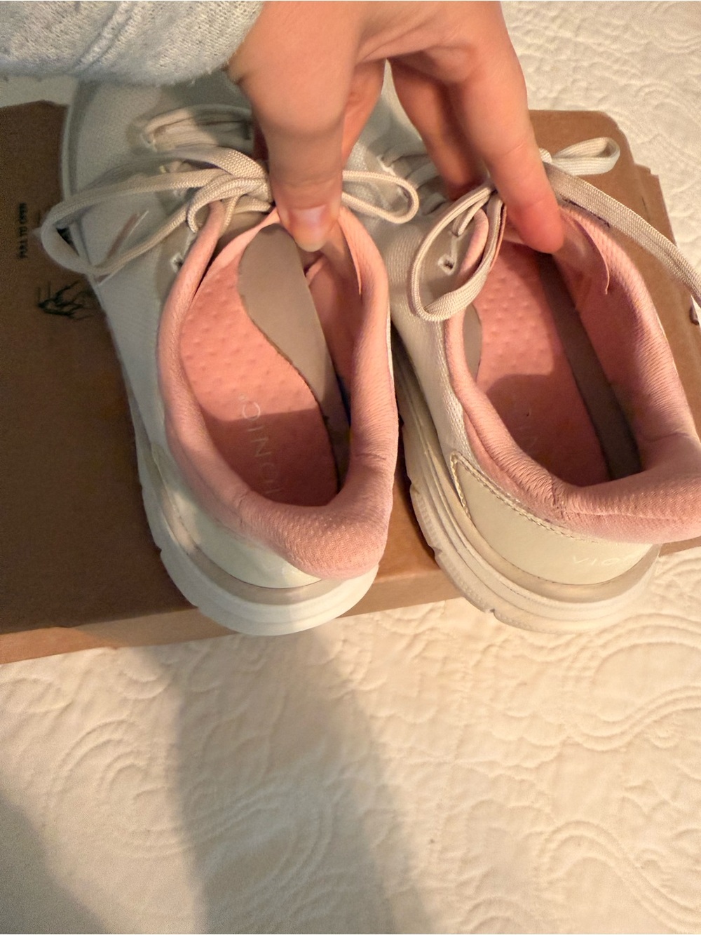 Vionic Women's Sneakers in White, Pink, Tan - Picture 8 of 9